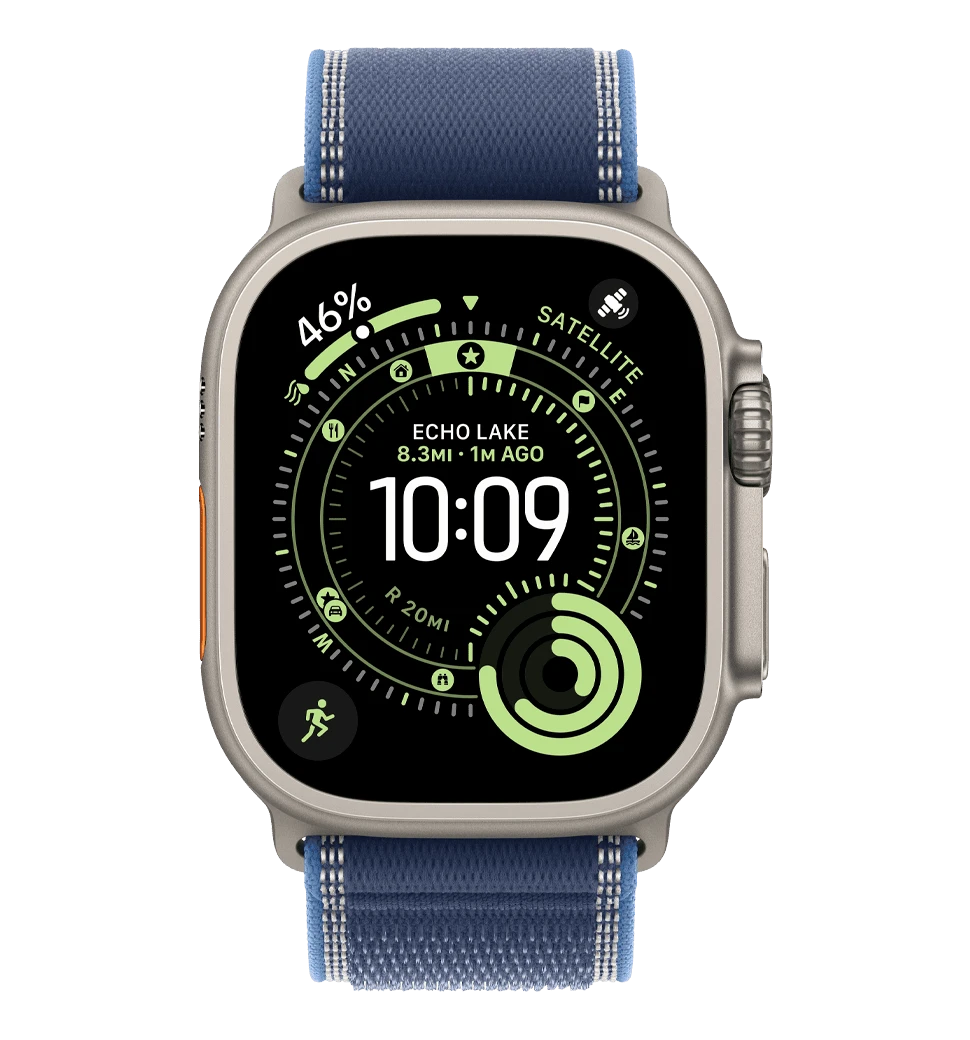Apple Watch Ultra 3 GPS + Cellular 49mm Natural Titanium Case with Blue/Bright Blue Trail Loop - M/L (MEWU4)